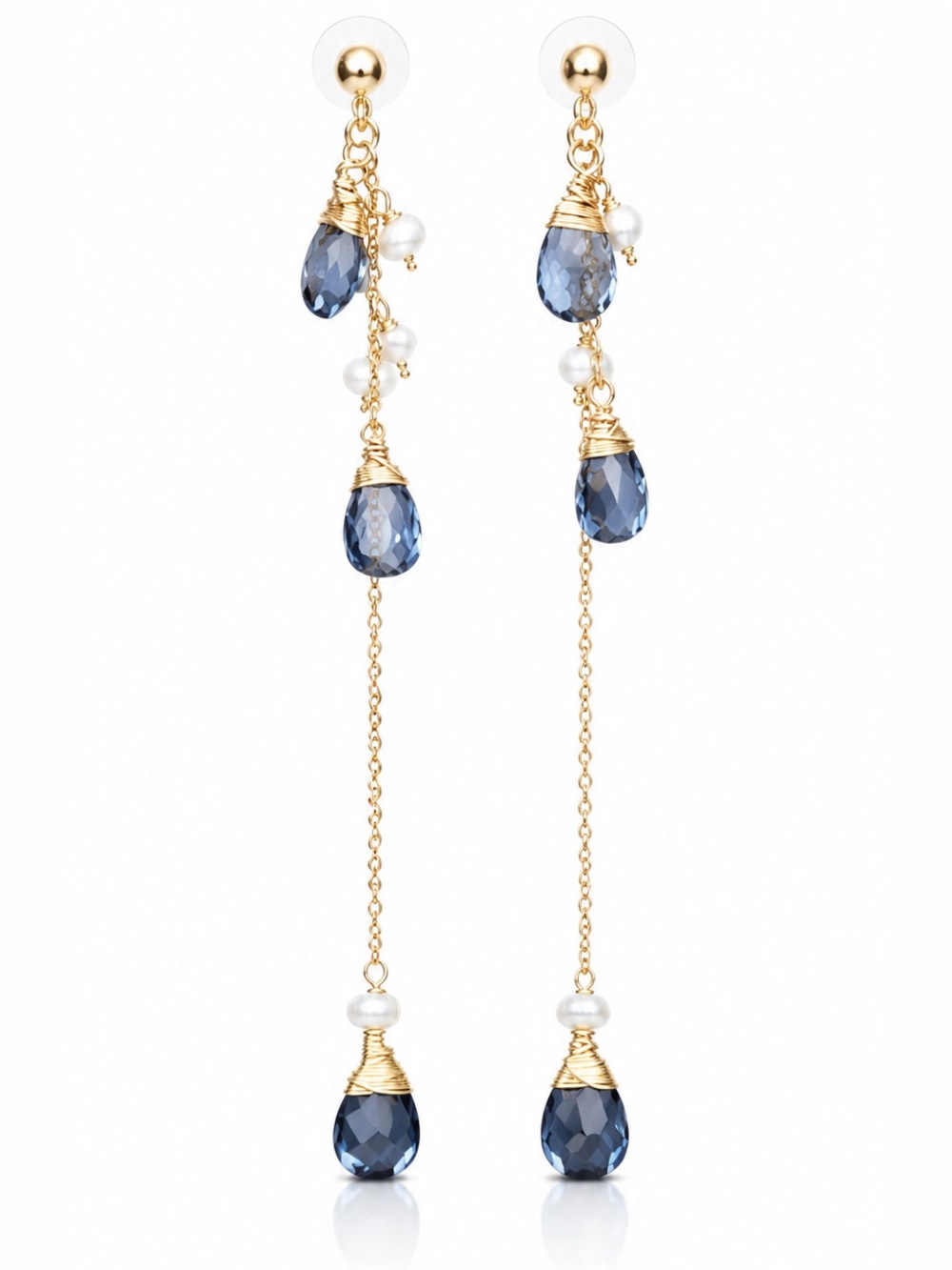 Topaz & Natural Pearl The Gallenah Long Earrings